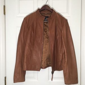 a.n.a 100% brown genuine leather jacket
